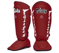 Fairtex Paratibie Muay Thai SP7 per Uomini, Donne, Bambini | Paratibie realizzate in Pelle Syntek e Sono Premium, Leggere e Durevoli | Paratibia e protettore per Il Piede Rimovibili.(Medium/Rosso)