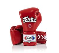 Fairtex Pro Guanti da Allenamento in Pelle con Lacci - Stile Messicano per Muay Thai e Boxe