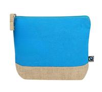 Fairtrade, beauty case in cotone e juta, 21,5 x 16,5 x 5 cm, Blu chiaro, Classico