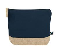 Fairtrade, beauty case in cotone e juta, 21,5 x 16,5 x 5 cm, Blu navy, Classico