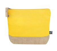 Fairtrade, beauty case in cotone e juta, 21,5 x 16,5 x 5 cm, giallo, Classico