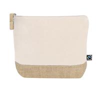Fairtrade, beauty case in cotone e juta, 21,5 x 16,5 x 5 cm, naturale, Classico