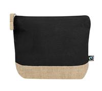 Fairtrade, beauty case in cotone e juta, 21,5 x 16,5 x 5 cm, Nero , Classico