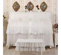 FAiruo Piano coperchio del pizzo Ricamo Piano Piano Copertura piena Sgabello singolo Copertura a doppia tenda aperta Piano cover Pratico e bello Borse, coperture e custodie (Color : White_One Size)