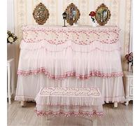 FAiruo Piano coperchio del pizzo Ricamo Piano Piano Copertura piena Sgabello singolo Copertura a doppia tenda aperta Piano cover Pratico e bello Borse, coperture e custodie (Color : Pink_One Size)