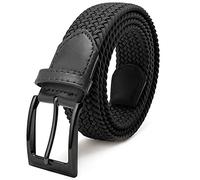 Fairwin Cintura Uomo, Cintura Elastica Intrecciata per Uomo, Confortevole Cintura in Tessuto Elastico Stretch per Jeans Pantaloni (Nero (Fibbia Nero), M: 105cm (vita 80-90cm/32-35"))