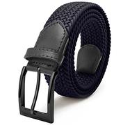 Fairwin Cintura Uomo, Cintura Elastica Intrecciata per Uomo, Confortevole in Tessuto Elastico Stretch (Blu (Fibbia Nero), M: 105cm (vita 80-90cm/32-35"))
