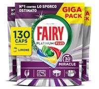 Fairy 30 Minuti Miracle Detersivo Pastiglie Lavastoviglie, 130 Capsule, Limone, Il Nostro N.1 Contro Lo Sporco Ostinato, Potente Anche Nei Cicli Brevi, GIGA Pack