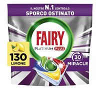 Fairy 30 Minuti Miracle Pastiglie Lavastoviglie, 130 Capsule, Limone, Il Nostro N.1 Contro Lo Sporco Ostinato, Potente Anche Nei Cicli Brevi, GIGA Pack