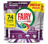 Fairy 30 Minuti Miracle Pastiglie Lavastoviglie, 74 Capsule, Limone, Il Nostro N.1 Contro Lo Sporco Ostinato, Potente Anche Nei Cicli Brevi, GIGA Pack