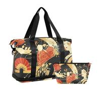 Fairy Borsa Tote Bag in Stile Giapponese Trasporto sul Weekender Pernottamento Borsa con Cinturino Regolabile per Allenamento 2 Pz Set, Fata Stile Giapponese, Taglia Unica, Fata in stile giapponese, 1