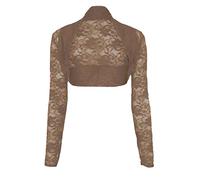 FAIRY BOUTIQUE Cardigan corto da donna in pizzo floreale corto bolero con maniche lunghe aperte sul davanti, Caff, 56-58