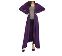 FAIRY BOUTIQUE Cardigan da donna a maniche lunghe aperto sul davanti, maxi cardigan da donna, leggero, lungo, Viola, 52-54