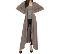 FAIRY BOUTIQUE Cardigan da donna a maniche lunghe aperto sul davanti, maxi cardigan da donna, leggero, lungo, Caff, 48-50