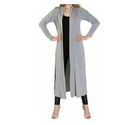 FAIRY BOUTIQUE Cardigan da donna a maniche lunghe aperto sul davanti, maxi cardigan da donna, leggero, lungo, Grigio chiaro, 52-54