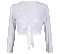 Fairy Boutique, coprispalle da donna, a maniche lunghe, con lacci, tinta unita, corto, per feste, bianco, 40-42