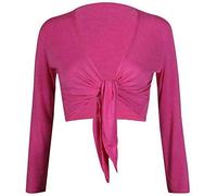 Fairy Boutique, coprispalle da donna, a maniche lunghe, con lacci, tinta unita, corto, per feste, Fucsia, 40-42