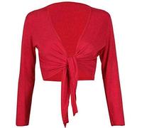 Fairy Boutique, coprispalle da donna, a maniche lunghe, con lacci, tinta unita, corto, per feste, Rosso, 40-42