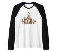 Fairy Brew Woodland Cafe Barista Funghi caffè Fantasy Maglia con Maniche Raglan
