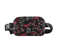 Fairy Butterfly Red Black Elegante borsa a tracolla per piccoli uomini d'affari Grande capacità con tracolla regolabile per viaggi shopping corsa mariconeras de cintura para hombre