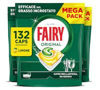Fairy Detersivo Pastiglie Lavastoviglie Brillantante, 132 Capsule Lavastoviglie, Original Limone, Azione Pulente Al Primo Lavaggio, Efficace Sul Grasso Incrostato Con Azione Brillante