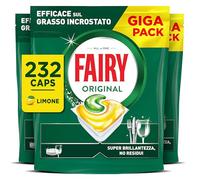 Fairy Detersivo Pastiglie Lavastoviglie Brillantante, 232 Capsule Lavastoviglie, Original Limone, Azione Pulente Al Primo Lavaggio, Efficace Sul Grasso Incrostato Con Azione Brillante