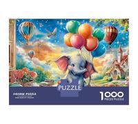 Fairy Elephant Puzzle 1000 Pezzi Elephant with Balloons & Castle Puzzle Di Alta Qualità Per Concentrazione, Relax E Divertimento in Famiglia 38x26cm/1000pcs