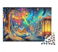 Fairy Forest Night Premium Paper Christmas Village with Glowing Lanterns DIY Jigsaw Puzzle Decorative Stress Relief 52x38cm/1000pcs