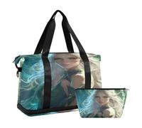 Fairy Game Anime Woman Sexy Set 2 Pezzi Borsa da Viaggio Borsa Palestra Borsa da Palestra con Cinghia Regolabile per Trekking