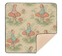 Fairy Garden - Tappetino da gioco per bambini, morbido, imbottito, per bambini, stile libro delle fiabe, comodo e traspirante, 127 x 127 cm