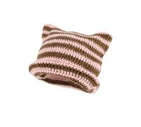 Fairy Grunge Beanie Y2K Cat in The Hat Striped Crochet Slouchy Hat Winter Warm Knit Alt Headwear Accessori, Rosa, M