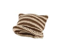 Fairy Grunge Beanie Y2K Cat in The Hat Striped Crochet Slouchy Hat Winter Warm Knit Alt Headwear Accessori, Caffè, M