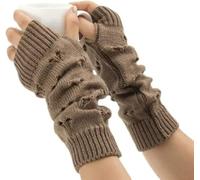 Fairy Grunge Guanti da donna - Manicotti lavorati a maglia a forma di cuore senza dita di media lunghezza per sciare alla moda Y2K Harajuku Alt Emo Goth Accessori, Marrone, Taglia unica