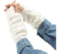Fairy Grunge Guanti da donna - Manicotti lavorati a maglia a forma di cuore senza dita di media lunghezza per sciare alla moda Y2K Harajuku Alt Emo Goth Accessori, bianco, Taglia unica
