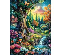 Fairy House in Forest Rompicapo 300 Pezzi Per Regalo Di Battesimo Cartone Spesso Per Bambini Animal Plant Fairy Tale Tema Baby Per Attività Educativa Con Confezione Regalo Da Passatempo 300 PCS