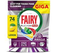 Fairy Miracle Platinum Plus Pastiglie Lavastoviglie, 74 Capsule, Limone, Detersivo 30 Minuti Miracle, Il Nostro N.1 Contro Lo Sporco Ostinato