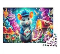 Fairy Mouse 1000 Pieces for Adults Mouse with Letter And Hat Fun And Challenging Family Game Great Gift 52x38cm/1000pcs
