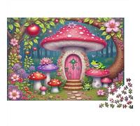 Fairy Mushroom House 1000 Piece Puzzle for Adults: Forest Mushroom House with Frogs Fun And Challenging Family Game & Great Gift Idea 52x38cm/1000pcs