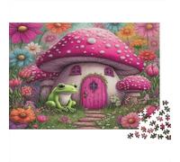 Fairy Mushroom House 1000 Piece Puzzle for Adults: Mushroom House with Green Frog Fun And Challenging Family Game & Great Gift Idea 70x50cm/1000pcs