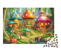 Fairy Mushroom Houses 1000 Pezzi Cartone Resistente Set Di Puzzle Jigsaw Collettori Gioco Impegnativo Decompressione Regali 70x50cm/1000pcs