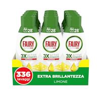 Fairy Platinum Detersivo Lavastoviglie Liquido, Gel Lavastoviglie, 336 Lavaggi, Confezione Da 12 Bottiglie, Extra Brillantezza, Profumo Di Limone