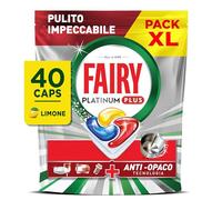Fairy Platinum Plus Dishwasher Tablets, 40 Capsules, Lemon, Detergent with Anti-Matte Technology, Against Grease and Hard Cracks Even in Short Cycles (4 packs, total 160 capsules)