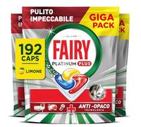 Fairy Platinum Plus Pastiglie Lavastoviglie, 192 Capsule, Limone.