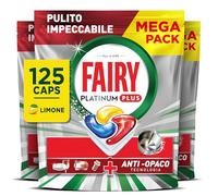 Fairy Platinum Plus Pastiglie Lavastoviglie Tutto in Uno, 125 Caps, Limone