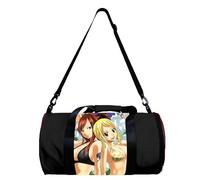 FAIRY TAIL - Borsa sportiva a barile con motivo anime, Natsu Dragneel, Lucy Heartfilia, borsa da viaggio, sport, campeggio, yoga, nuoto, borsone rotondo pieghevole con tracolla e manico superiore,