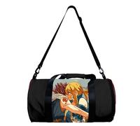 FAIRY TAIL - Borsa sportiva a barile con motivo anime, Natsu Dragneel, Lucy Heartfilia, borsa da viaggio, sport, campeggio, yoga, nuoto, borsone rotondo pieghevole con tracolla e manico superiore,
