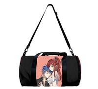 FAIRY TAIL - Borsa sportiva a barile con motivo anime, Natsu Dragneel, Lucy Heartfilia, borsa da viaggio, sport, campeggio, yoga, nuoto, borsone rotondo pieghevole con tracolla e manico superiore,