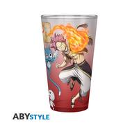 FAIRY TAIL - Large Glass - 400ml - Natsu, Lucy, Happy & Plue S7 -