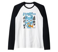 Fairy Tail Manga Happy Eating Fish Anime Maglia con Maniche Raglan