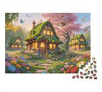 Fairy Tale Cottage Jigsaw Puzzles 1000 Pezzi Recycled Spring Fantasy Anziano Puzzles Accessori per Giochi di Festa Great Gift Idea for Family And Friends Birthdays 52x38cm/1000pcs